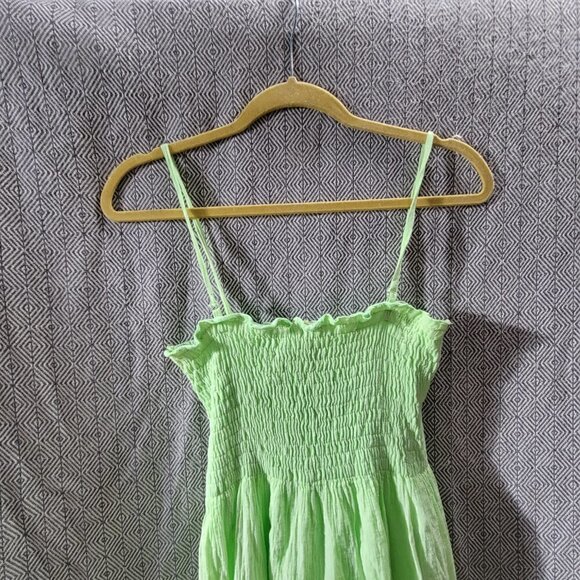 Shoreline Women's Lime Green Midi Flowy Sinched Top With Thin Straps Onesize - Picture 7 of 14